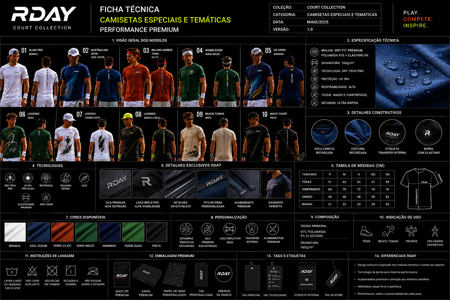 Ficha técnica camisetas especiais RDAY