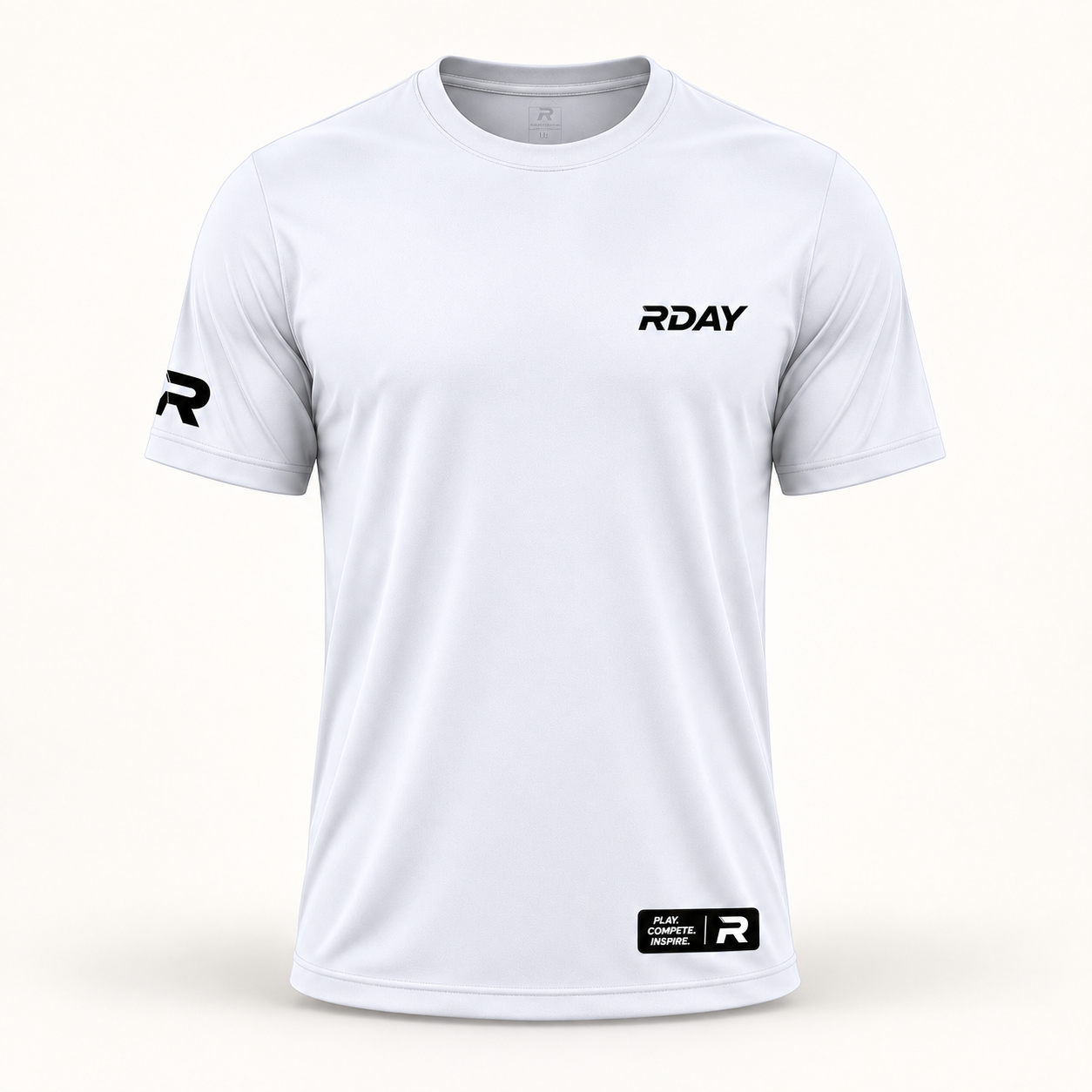 Camiseta RDAY Dry Premium Branca e Preta, frente